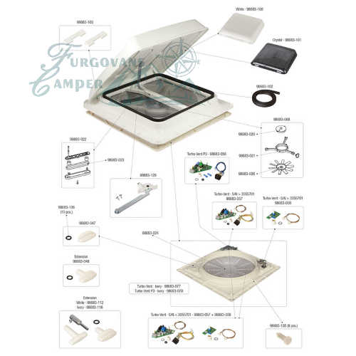 Claraboya Fiamma Turbo Vent 40 de 40x40 cm FURGOVANS CAMPER
